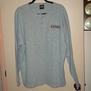 Harley Davidson long sleeve henley grey shirt large